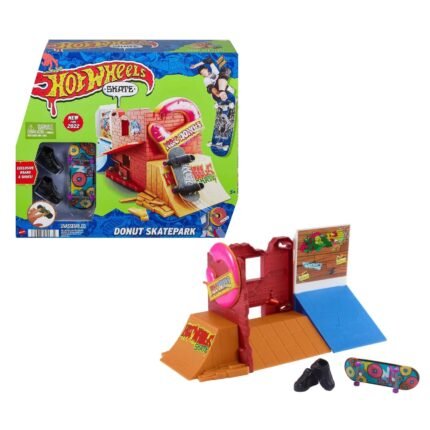 Hot Wheels: Skate - Donut Skatepark With Tony Hawk Fingerboard & 2 Skate Shoes, Playset By Mattel