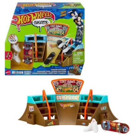 Hot Wheels: Skate - Stadium Skatepark Designed By Tony Hawk W/ Exclusive Fingerboard & 2 Skate Shoes, Playset By Mattel