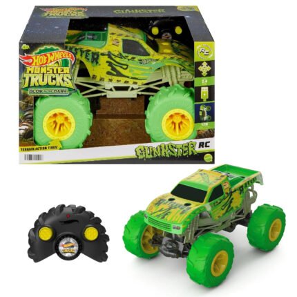Hot Wheels RC: Gunkster (Glow In The Dark), All Terrain Tires Large 1:15 Scale Remote Controlled Monster Truck By Mattel