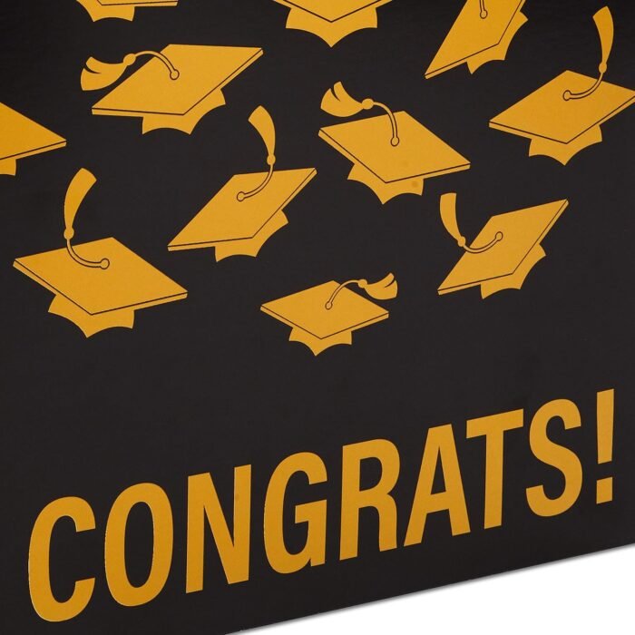 Hallmark: Graduation Card Box (Gold & Black, Congrats!) Foldable 8" Cardboard Box for Grad Parties & Open Houses - Image 5