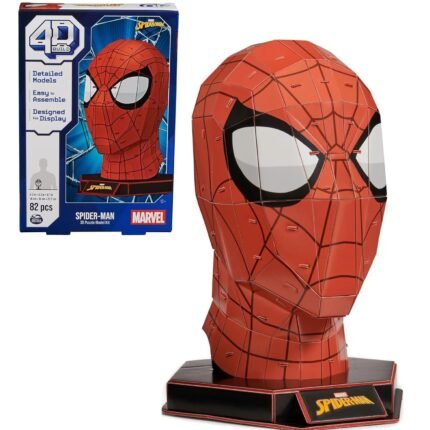4D Build: Marvel Spider-Man Mask Model Kit - High Detailed 82pcs 3D Puzzle 14" Replica Figure By Spin Master