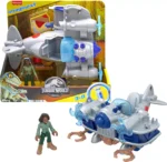 Fisher Price Imaginext: Jurassic World Dominion - Air Tracker Kayla & Plane, 8" Long With Moving Propellors & Launchable Projectiles, Encourage Imaginative Play For Kids