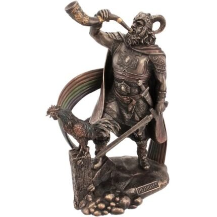 Veronese Design: Norse Mythology God Heimdall Statue - Decorative Cold Cast Bronze Resin, High Quality 9.25" Sculpture