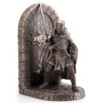 Veronese Design: Maltese Crusader Armored Knight Statue Guarding Door - Decorative Bookend, Cold Cast Bronze Resin, High Quality 7 ⅝" Sculpture