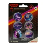 Stranger Things: 80's Retro Buttons - 6pcs Officially Licensed Wearable & Collectible Pins By WeVeel - Image 5