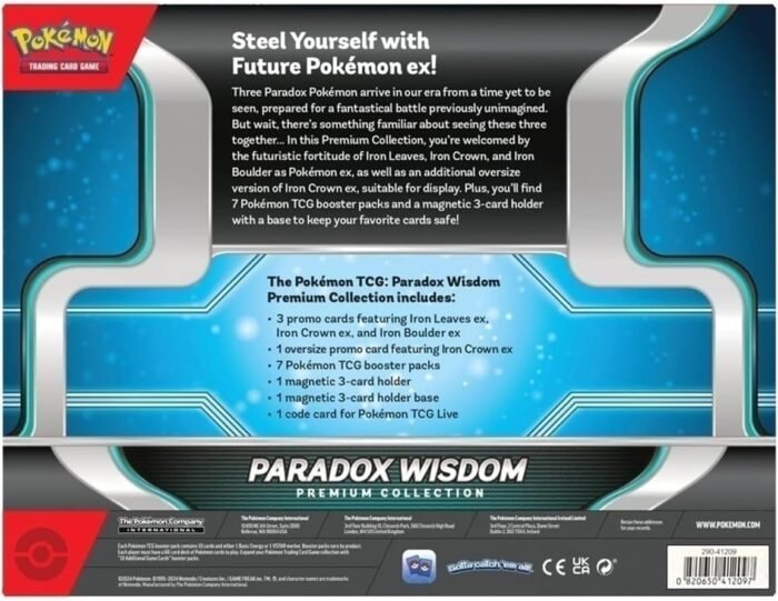 Pokemon TCG: Paradox Wisdom Premium Collection Box - Includes 7 Booster Packs, Magnetic 3 Card Holder, Oversized Foil & 3 Promo Cards - Image 3