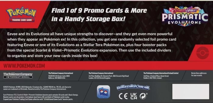 Pokemon TCG: Scarlet & Violet - Prismatic Evolutions Surprise Box, Includes 4 Booster Packs, 1 Of 9 Promo Cards, Storage Box & Dividers - Image 7