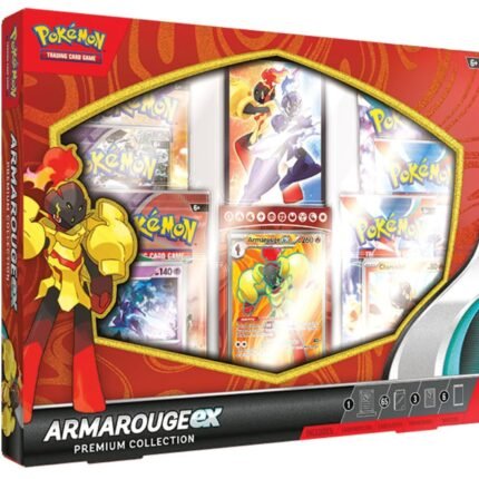 Pokemon TCG: Armarouge EX Premium Collection Box - 6 Booster Packs, Magnetic Card Holder, 65 Card Sleeves, Etched Foil & 2 Foil Promo Cards