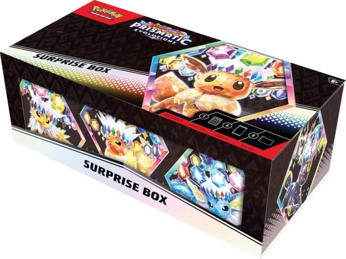 Pokemon TCG: Scarlet & Violet - Prismatic Evolutions Surprise Box, Includes 4 Booster Packs, 1 Of 9 Promo Cards, Storage Box & Dividers - Image 6