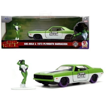 Marvel: She-Hulk -1973 Plymouth Barracuda 1:32 Scale Die-cast Car & 1.65" She-Hulk Die-cast Figure By Jada Toys