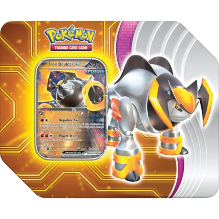 Pokemon TCG: Paradox Destinies - Iron Boulder EX Tin (Horizontal Art Style) - 5 Booster Packs & Foil Promo Card