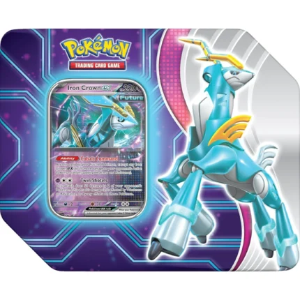 Pokemon TCG: Paradox Destinies - Iron Crown EX Tin (Horizontal Art Style) - 5 Booster Packs & Foil Promo Card
