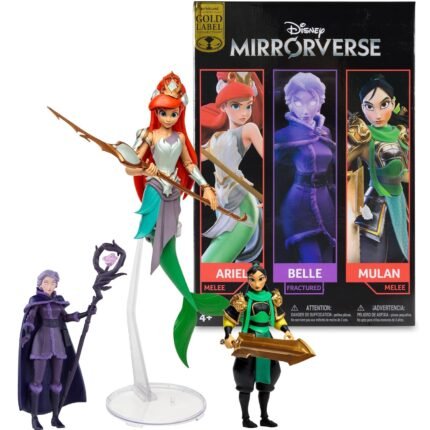 Disney: Mirrorverse - Mulan, Belle 5" & Ariel 7" Three Figure Pack By McFarlane Toys, Gold Label!