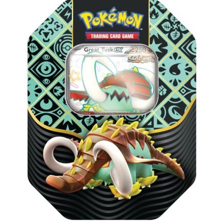 Pokemon TCG: Paldean Fates - Great Tusk EX Tin (Vertical Art Style) - 4 Booster Packs & Foil Promo Card
