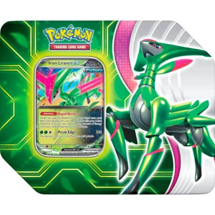 Pokemon TCG: Paradox Clash - Iron Leaves EX Tin (Horizontal Art Style) - 5 Booster Packs & Foil Promo Card