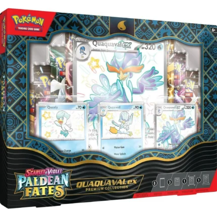 Pokemon TCG: Scarlet & Violet - Paldean Fates Quaquaval EX Premium Collection Box - Includes 8 Booster Packs, Magnetic 3 Card Holder, Etched Oversized Foil & 3 Etched Foil Promo Cards