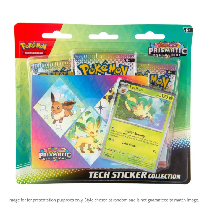 Pokemon TCG: Scarlet & Violet - Prismatic Evolutions Tech Sticker Collection Box - 3 Booster Packs & Vinyl Tech Sticker Sheet - Image 4