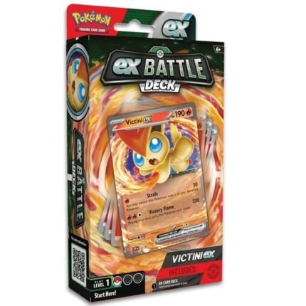 Pokemon TCG: Victini EX Battle Deck – Ready To Play 60 Card Deck, Solo Playmat, Deck Box, Damage Counter & Metallic Coin