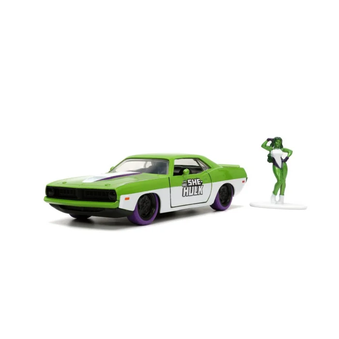 Marvel: She-Hulk -1973 Plymouth Barracuda 1:32 Scale Die-cast Car & 1.65" She-Hulk Die-cast Figure By Jada Toys - Image 4
