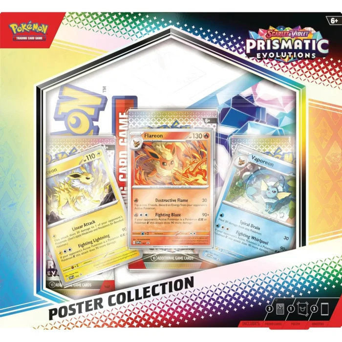 Pokemon TCG: Scarlet & Violet - Prismatic Evolutions Poster Collection Box - 3 Booster Packs, Poster & 3 Foil Promo Cards t - Image 4