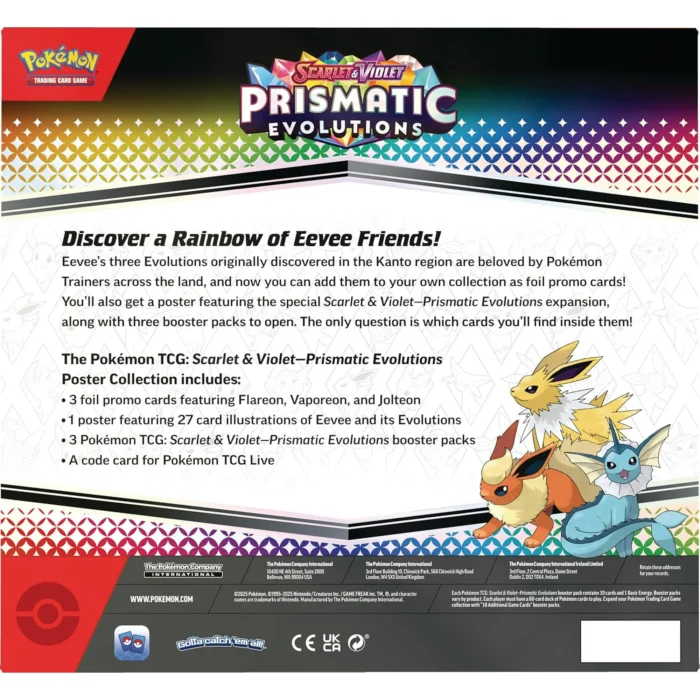 Pokemon TCG: Scarlet & Violet - Prismatic Evolutions Poster Collection Box - 3 Booster Packs, Poster & 3 Foil Promo Cards t - Image 5