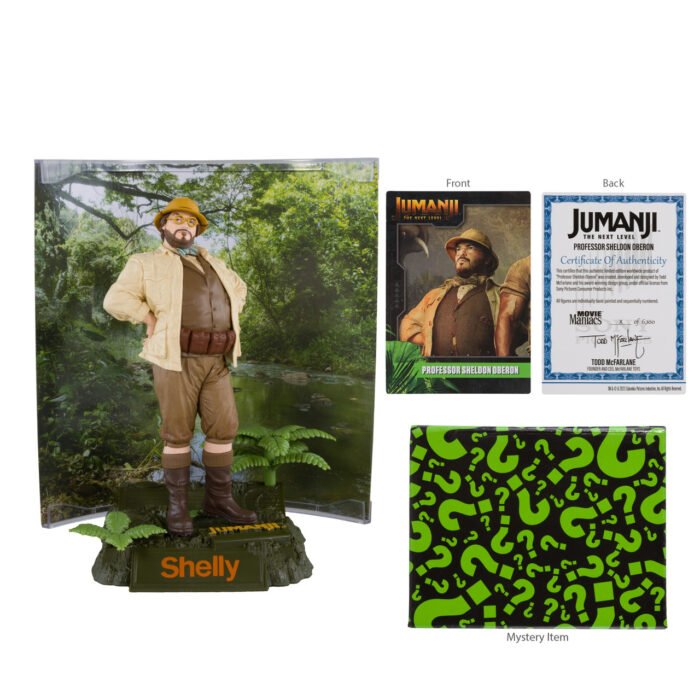 McFarlane Movie Maniacs - Professor Sheldon "Shelly" Oberton (Jumanji: The Next Level) - 6" Posed Figure with Collector Card & Stand - 6,100 Limited Pieces - Image 8