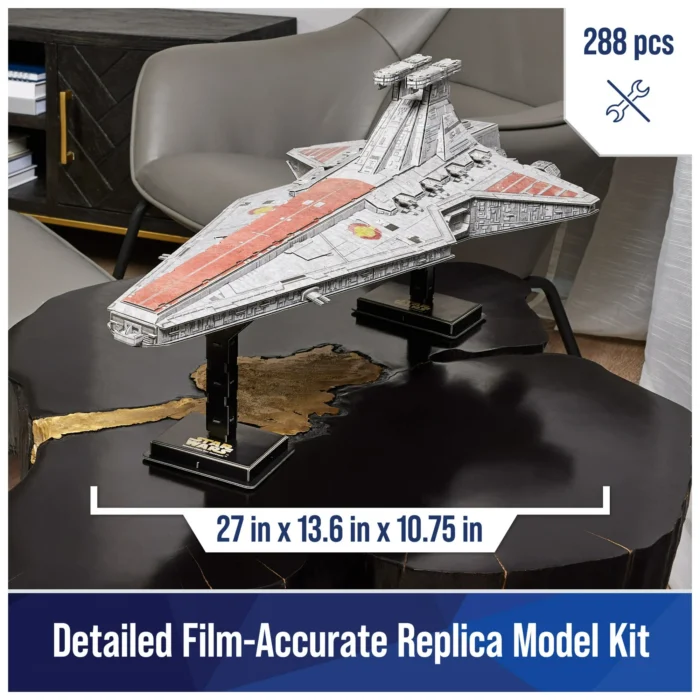 4D Build: Star Wars Venator Class Star Destroyer Deluxe Model Kit - High Detailed 288pcs Puzzle 27" Replica By Spin Master - Image 2