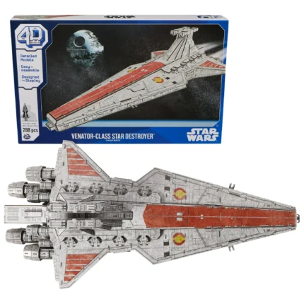 4D Build: Star Wars Venator Class Star Destroyer Deluxe Model Kit - High Detailed 288pcs Puzzle 27" Replica By Spin Master