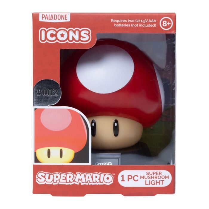 Paladone Icons Series: Super Mario - Mushroom #01 Light Up Vinyl Display Night Light 4" Figure - Image 2